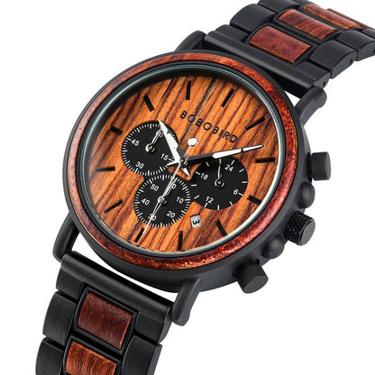 WoodChrono - Retro-Stijl Quartz Horloge