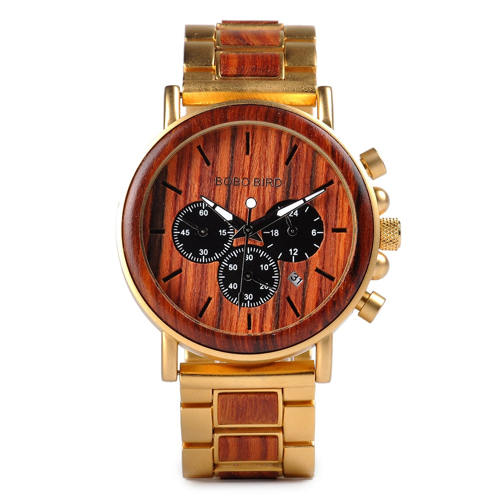 WoodChrono - Retro-Stijl Quartz Horloge