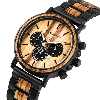 WoodChrono - Retro-Stijl Quartz Horloge