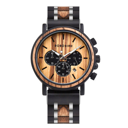 WoodChrono - Retro-Stijl Quartz Horloge