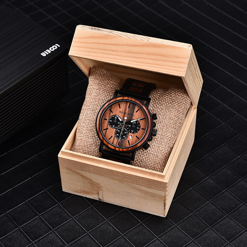 WoodChrono - Retro-Stijl Quartz Horloge