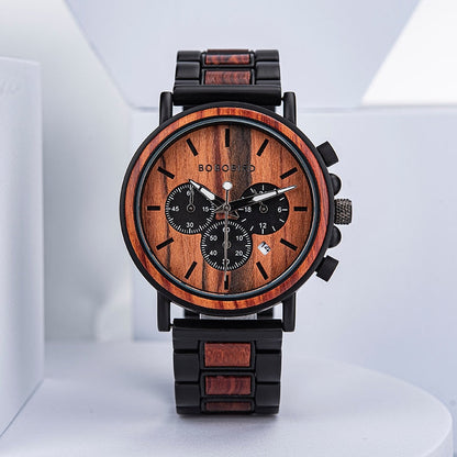 WoodChrono - Retro-Stijl Quartz Horloge