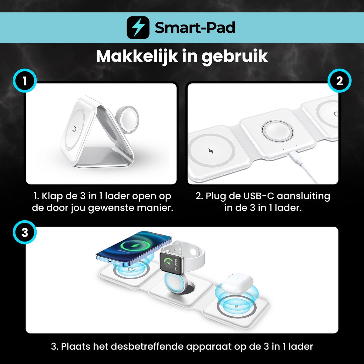 Smart-Pad™ | 3 in 1 Fast Charger